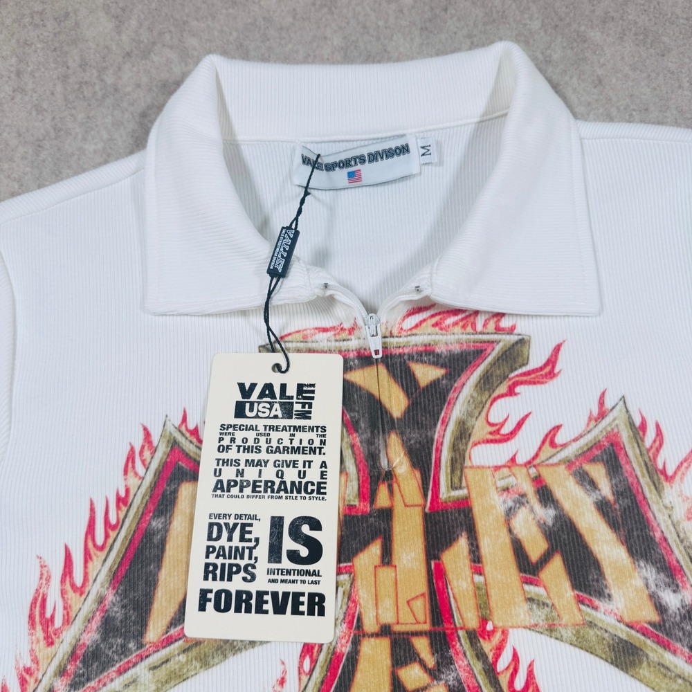 Vale Forever Rebirth Rugby Tee Size M Ribbed texture Zipper neck - Picture 2 of 7